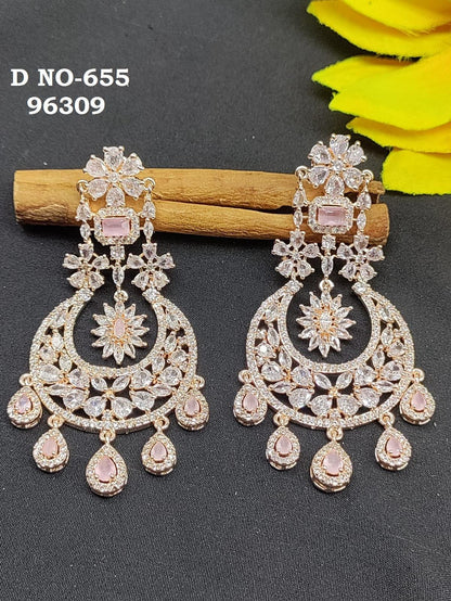 American Diamond Earring Rosegold-655 C-1 - rchiecreation