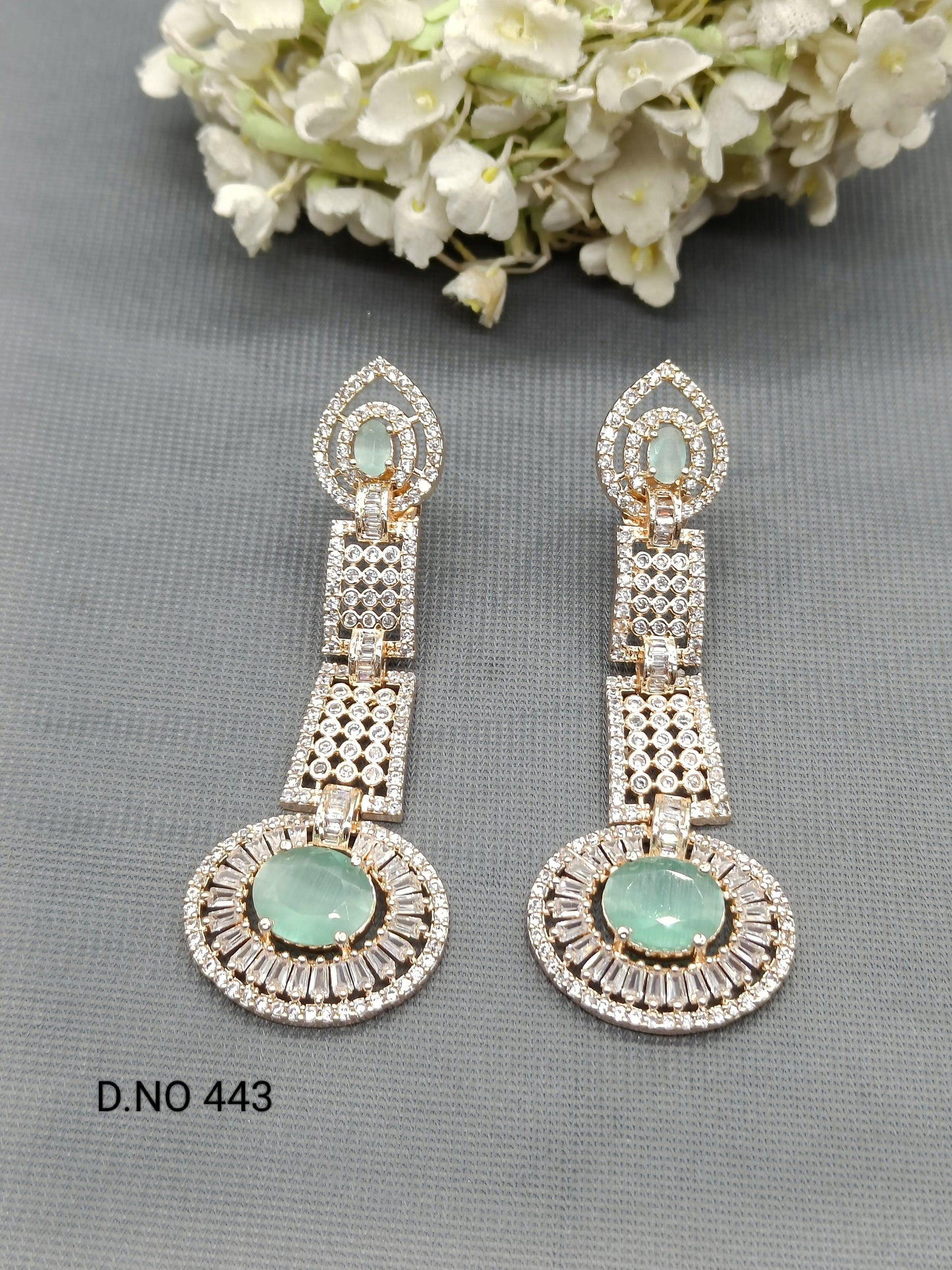 American Diamond Earring Rosegold Sku-443 C1 - rchiecreation