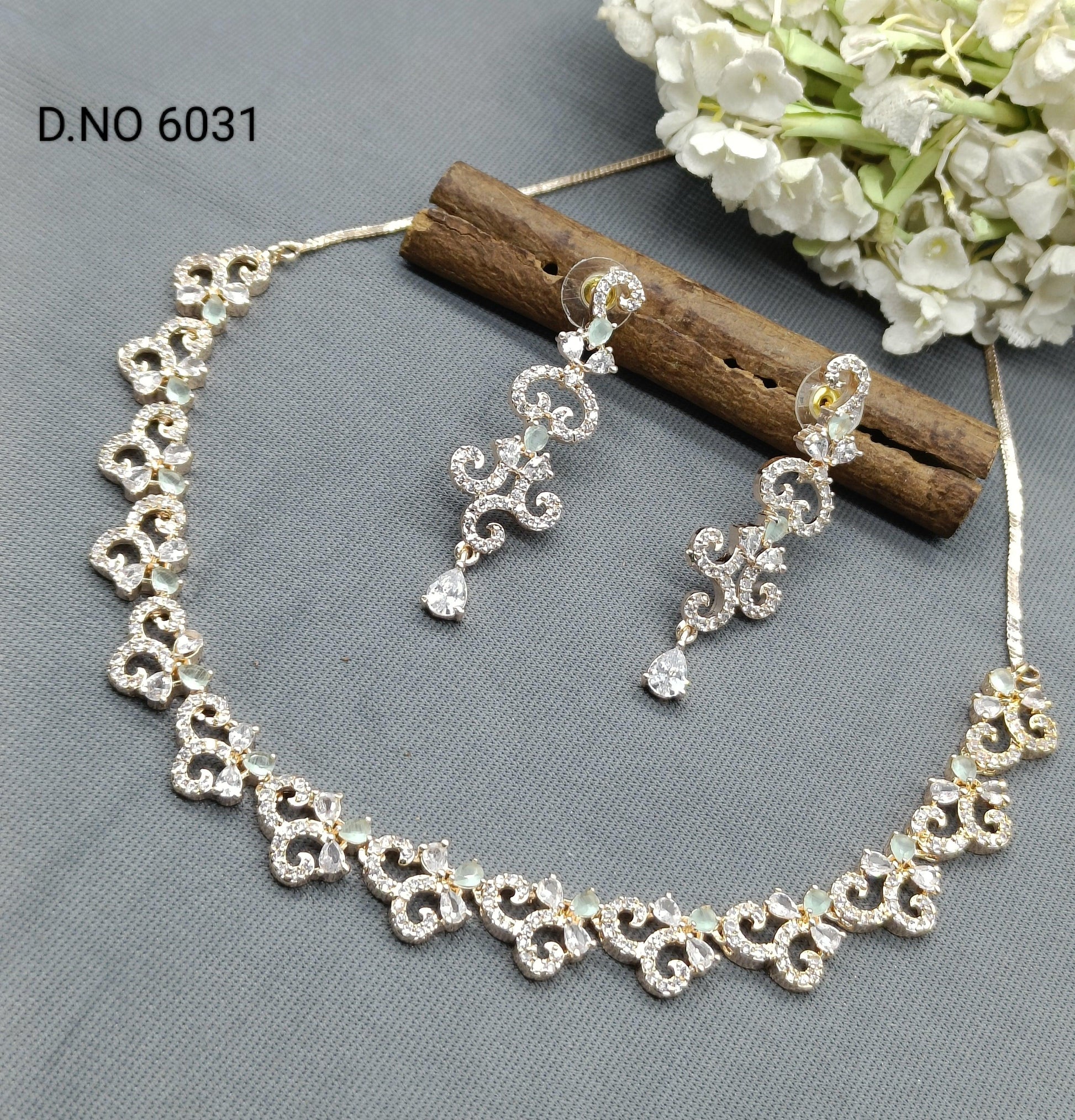 American Diamond Necklace Rosegold Sku 6031 C3 - rchiecreation