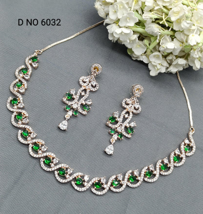 American Diamond Necklace Rosegold Sku 6032 C3 - rchiecreation