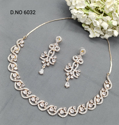 American Diamond Necklace Rosegold Sku 6032 C3 - rchiecreation