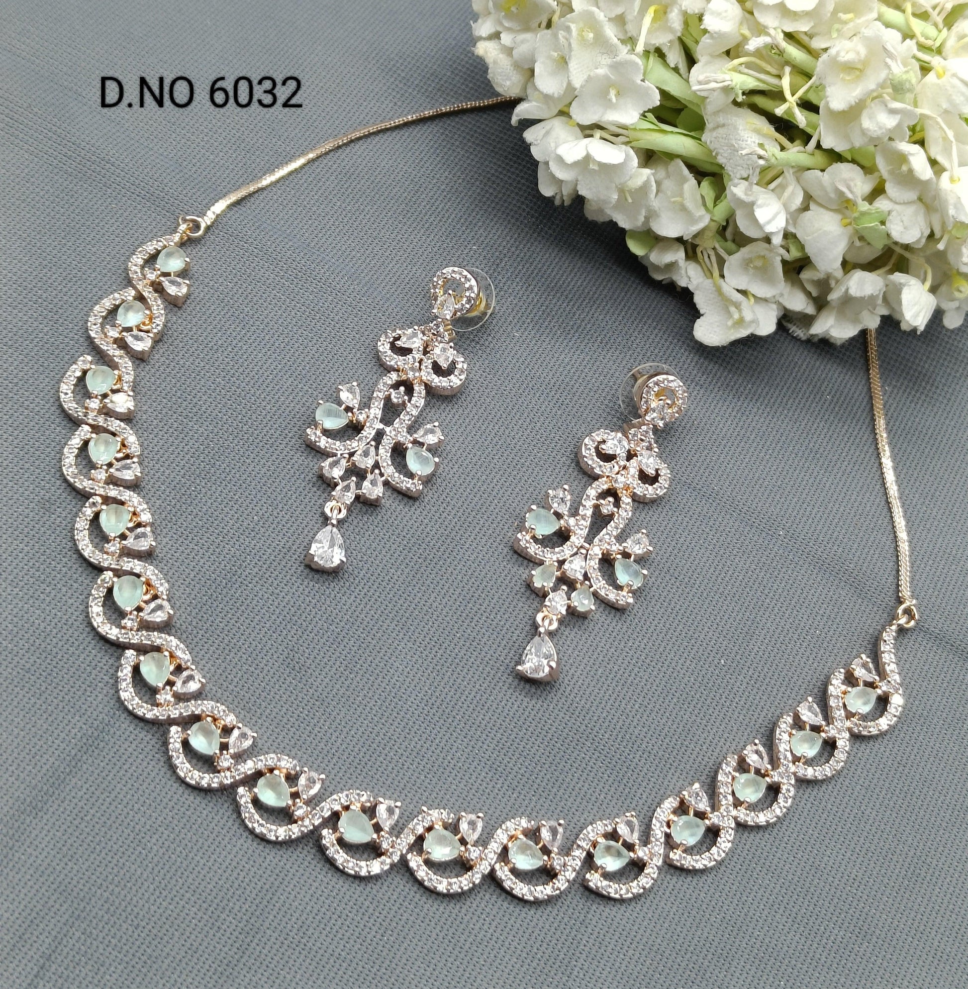 American Diamond Necklace Rosegold Sku 6032 C3 - rchiecreation
