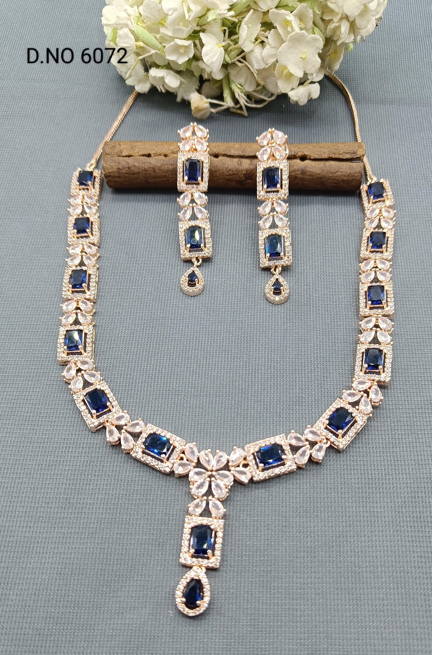American Diamond Necklace Rosegold Sku 6072 C3 - rchiecreation