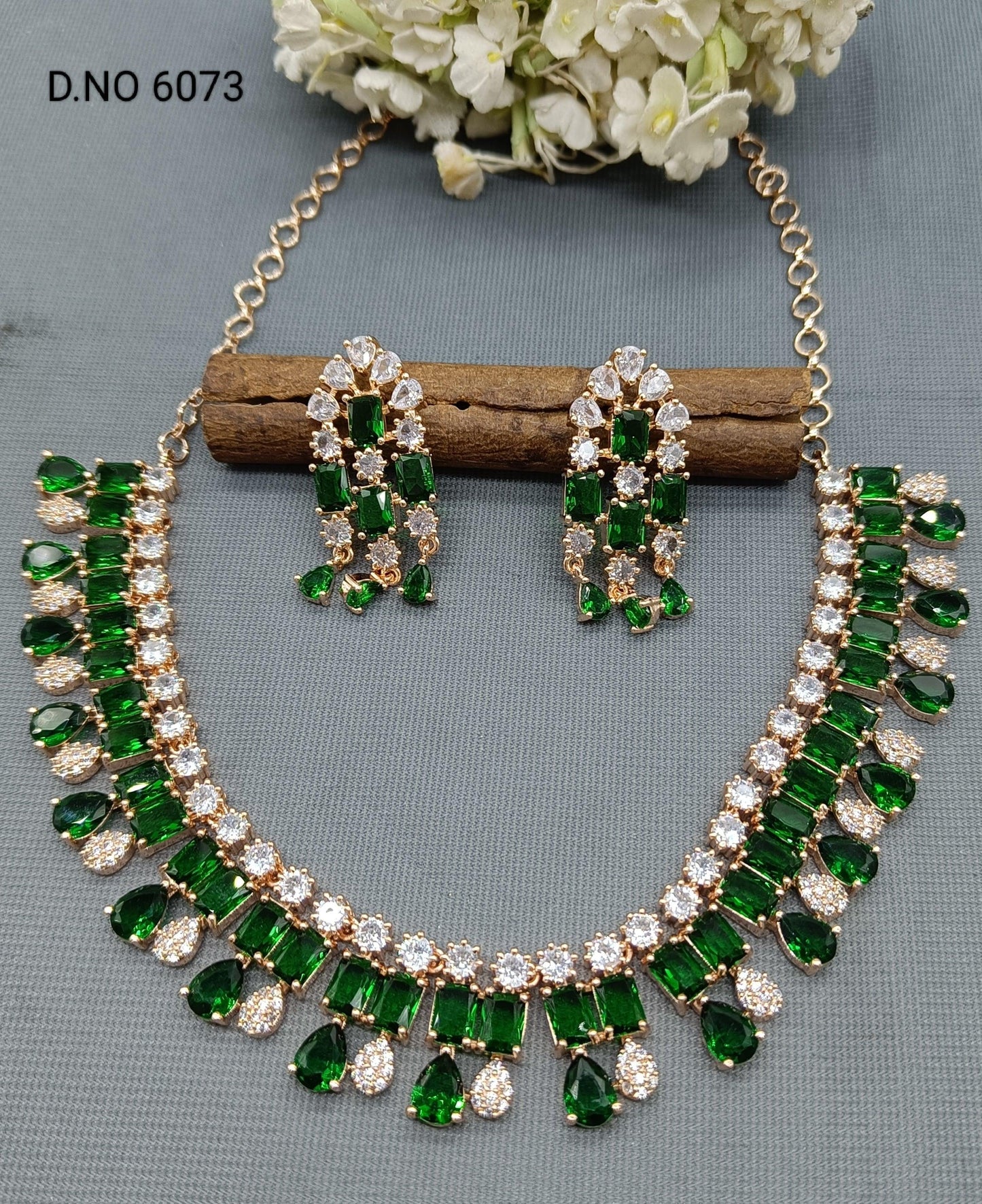 American Diamond Necklace Rosegold Sku 6073 C3 - rchiecreation