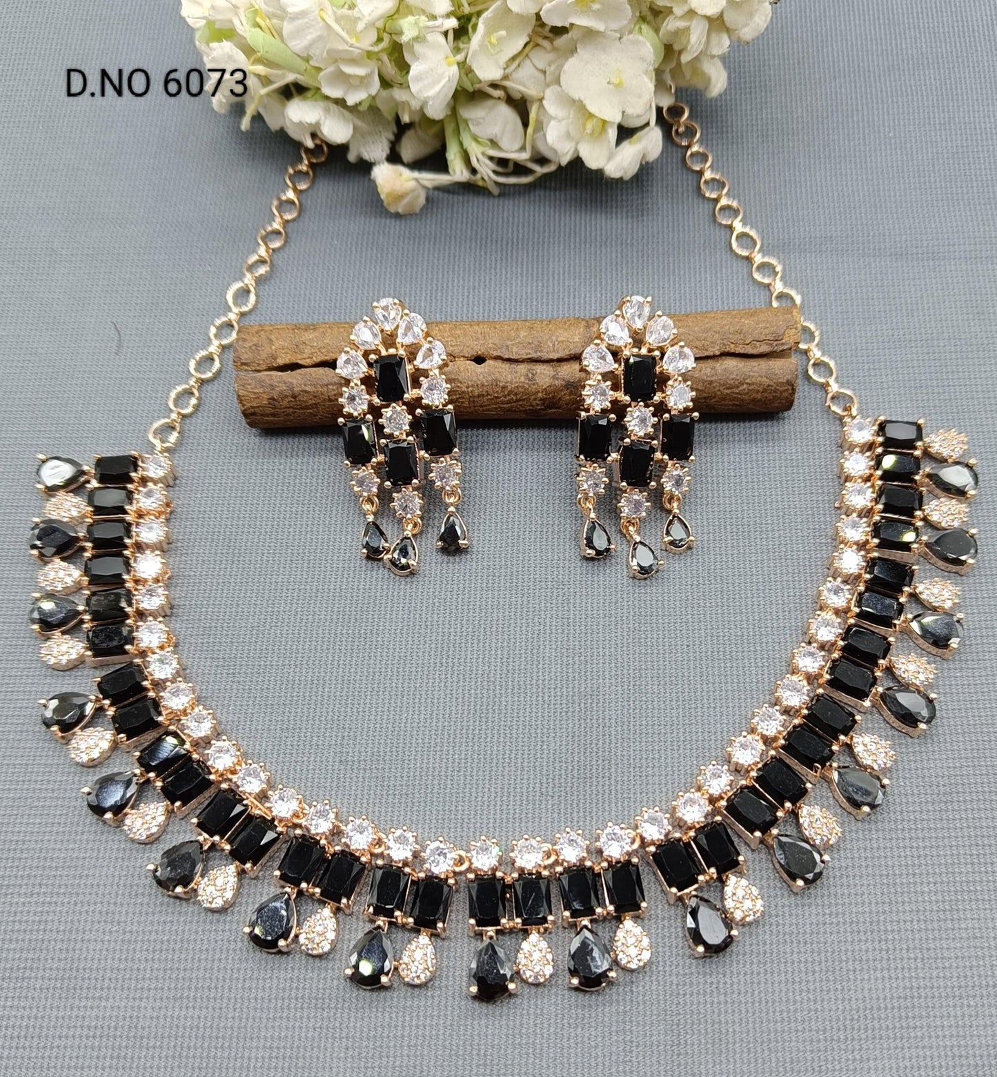American Diamond Necklace Rosegold Sku 6073 C3 - rchiecreation