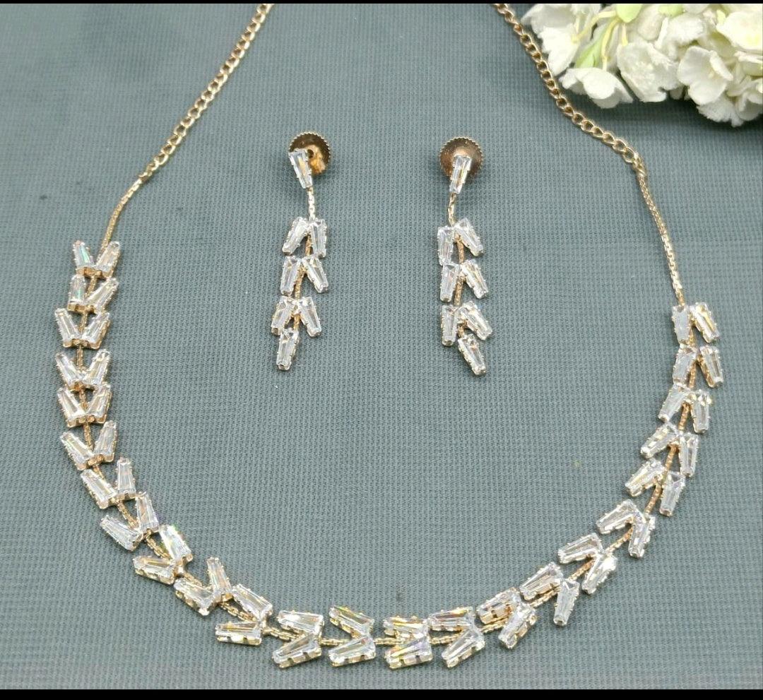 American Diamond Necklace Sku-10076 C3 - rchiecreation