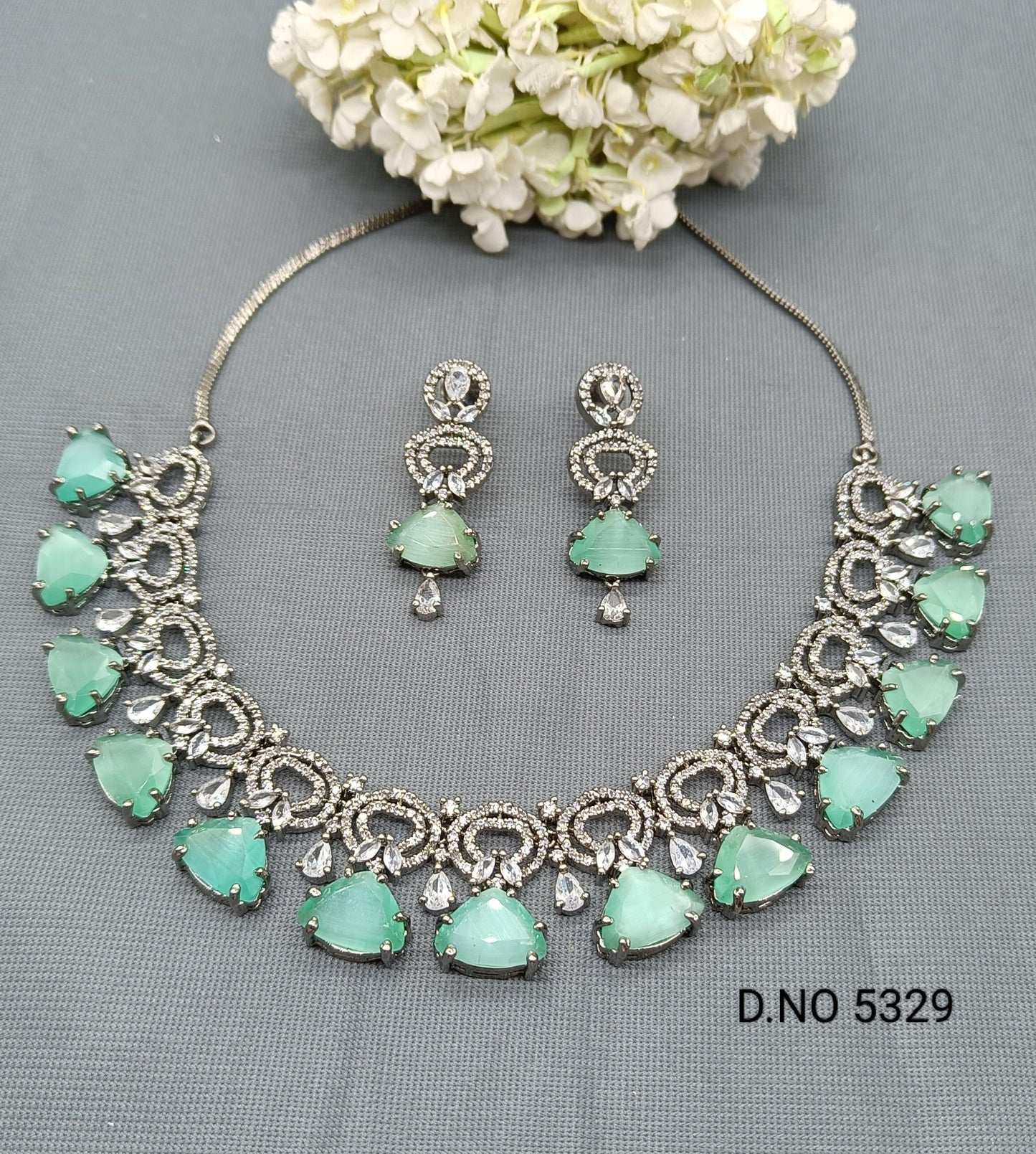 American Diamond Necklace Victorian Sku-5329 C3 - rchiecreation