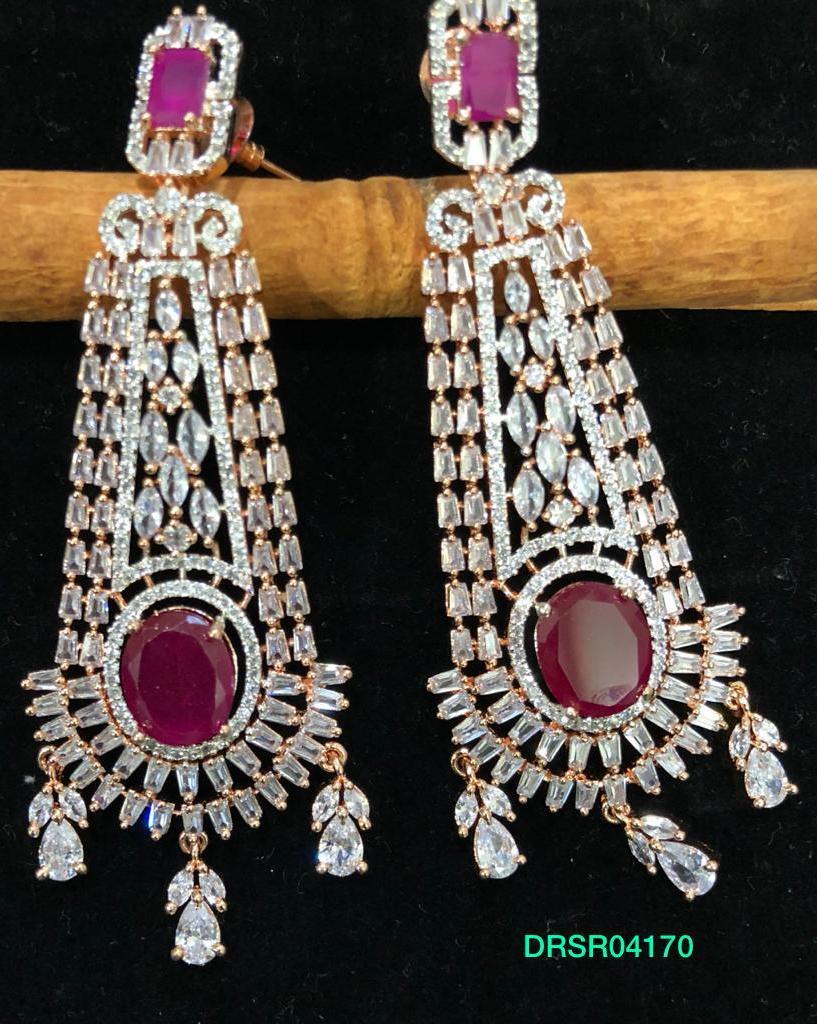 American Diamond Rose gold Earring -1787 C-1 - rchiecreation
