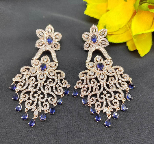 American Diamond Rosegold Earrings-685 C-1 - rchiecreation