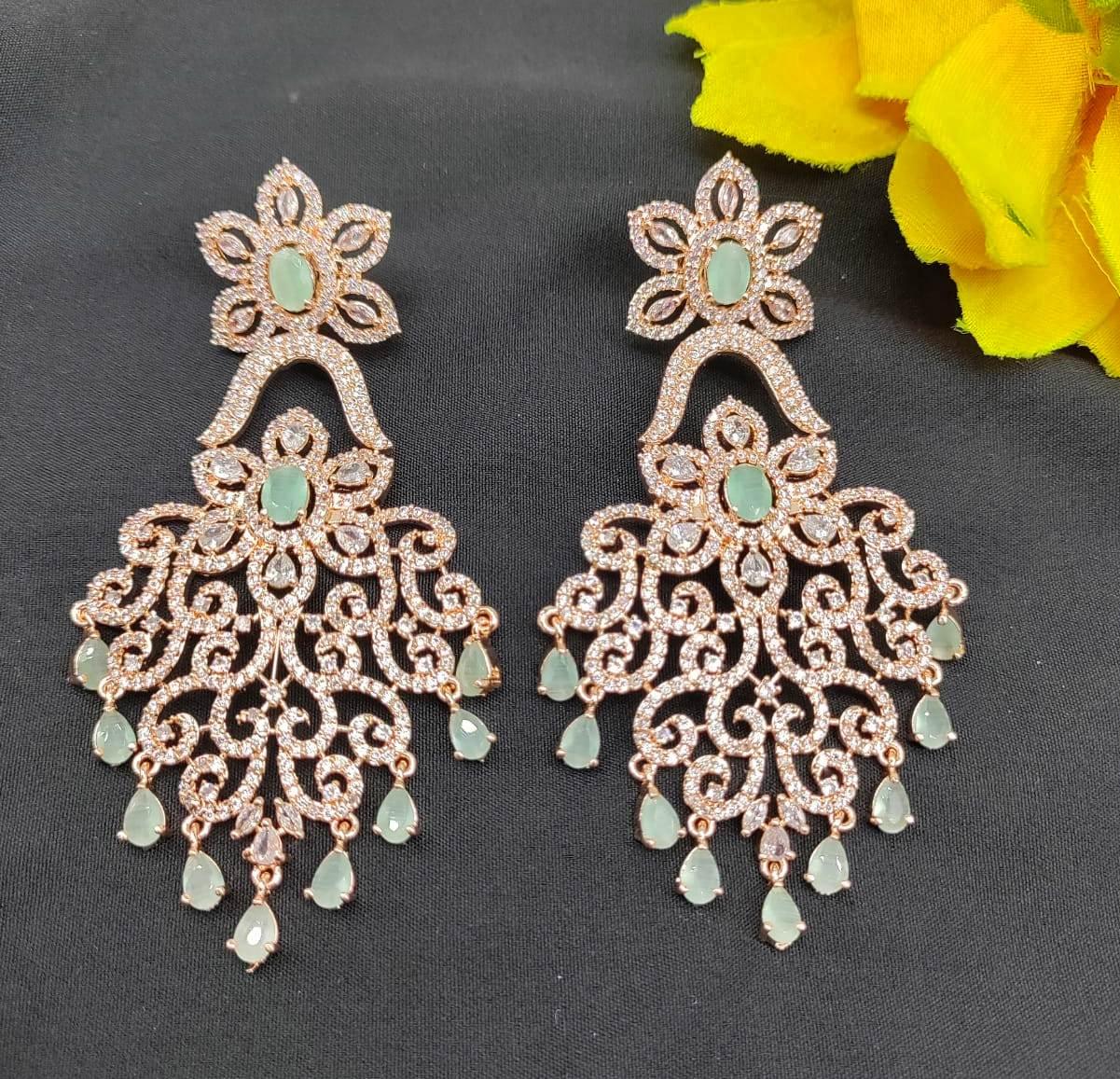 American Diamond Rosegold Earrings-685 C-1 - rchiecreation