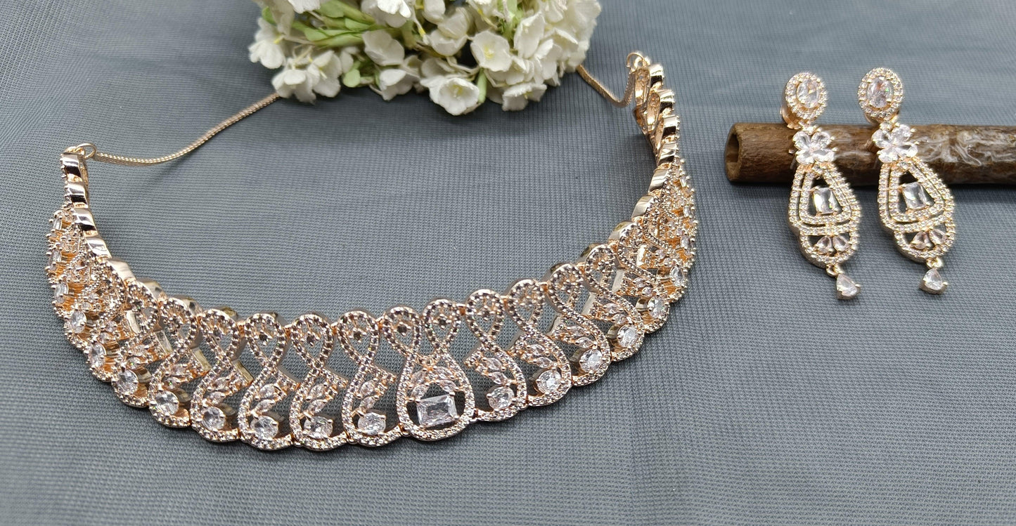 American Diamonds Necklace Rosegold sku 6120 C3 - rchiecreation