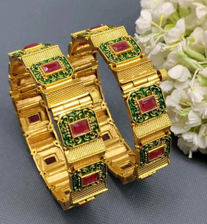 Antique Golden Bangles Sku-3038 D1 - rchiecreation