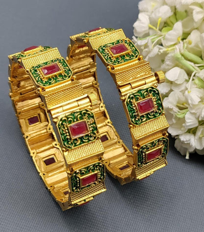 Antique Golden Bangles Sku-3038 D1 - rchiecreation