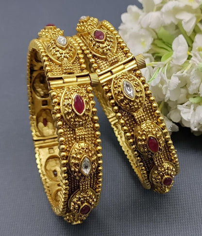 Antique Golden Bangles Sku-3039 D1 - rchiecreation