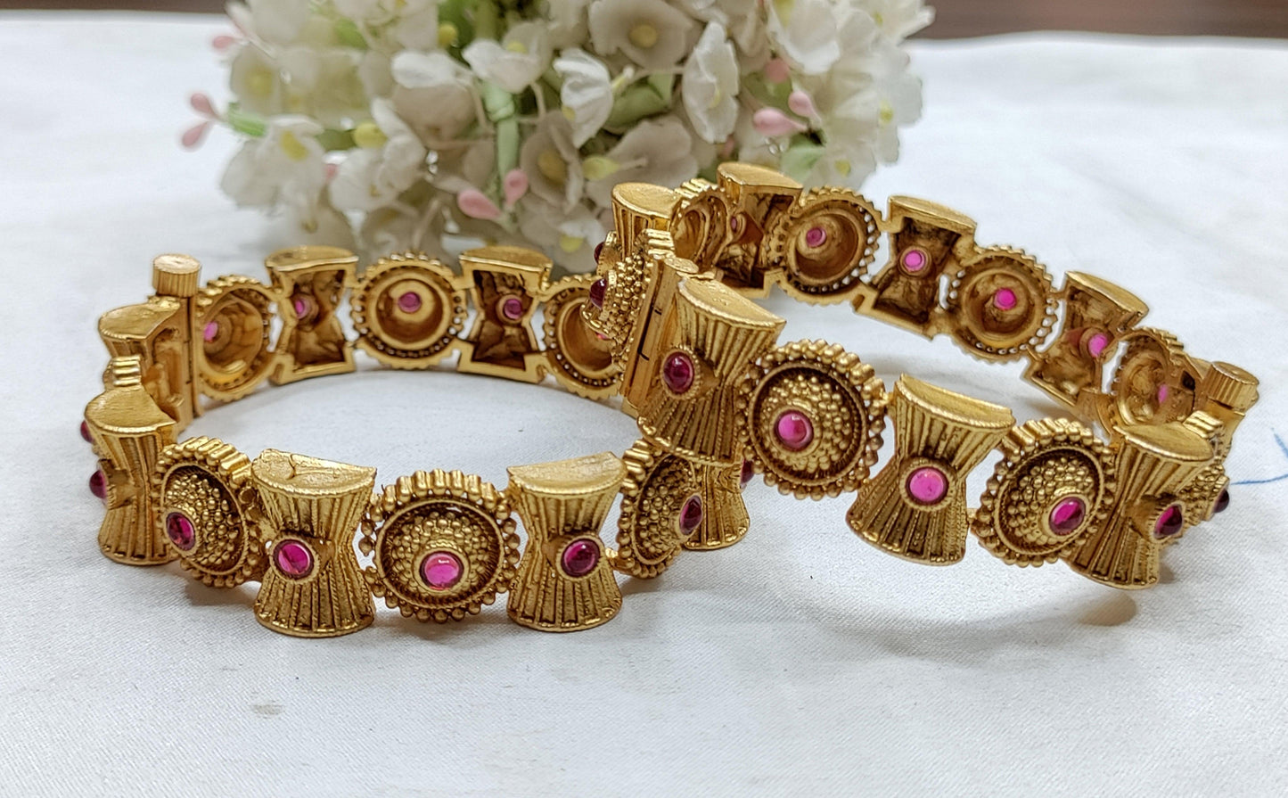 Antique Golden Bangles Sku-3040 D2 - rchiecreation