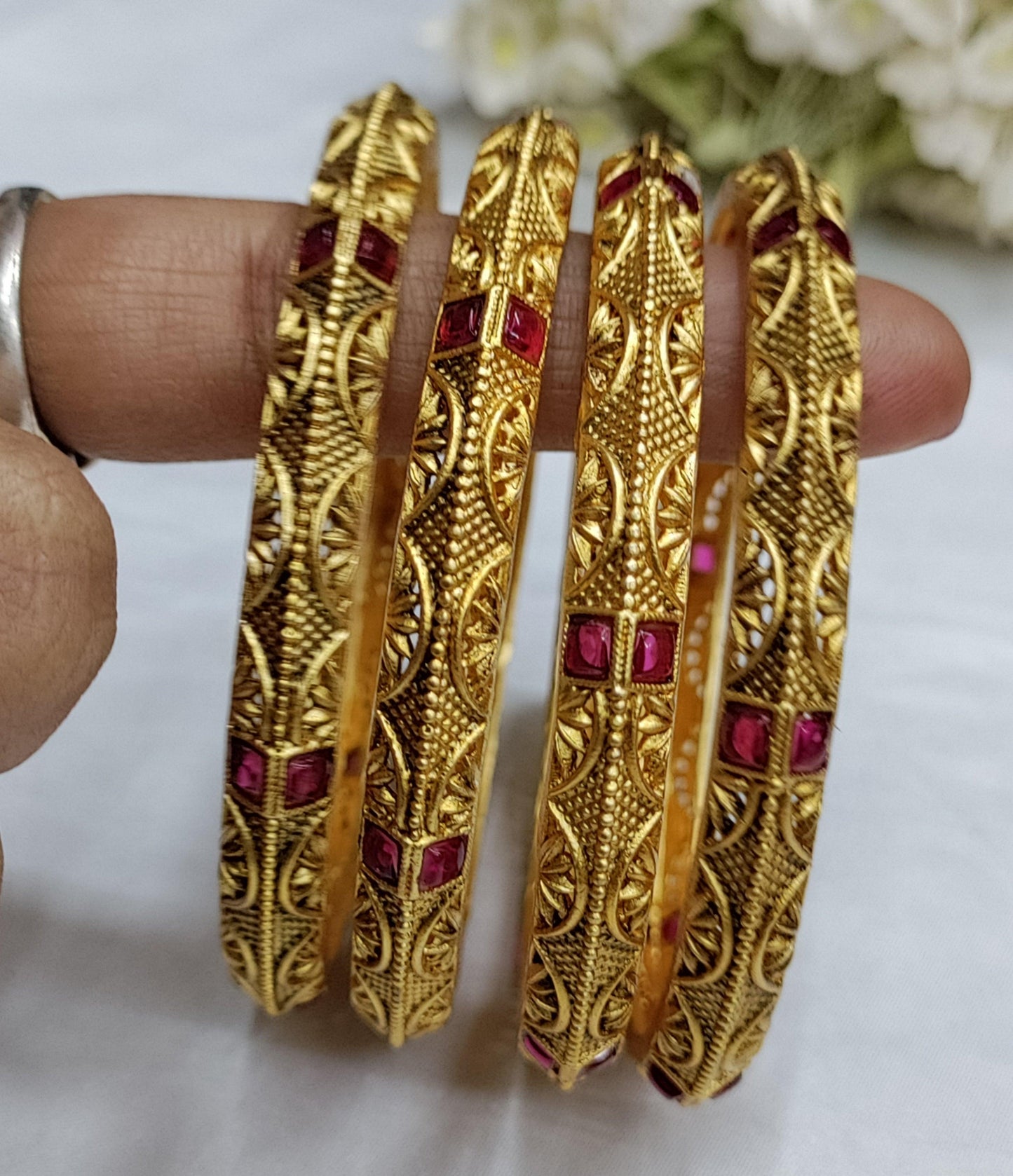 Antique Golden Bangles Sku-3041 D2 - rchiecreation