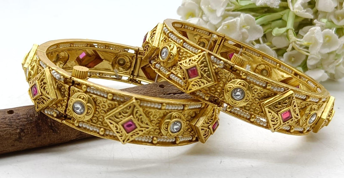 Antique Golden Bangles Sku 3059 D2 - rchiecreation