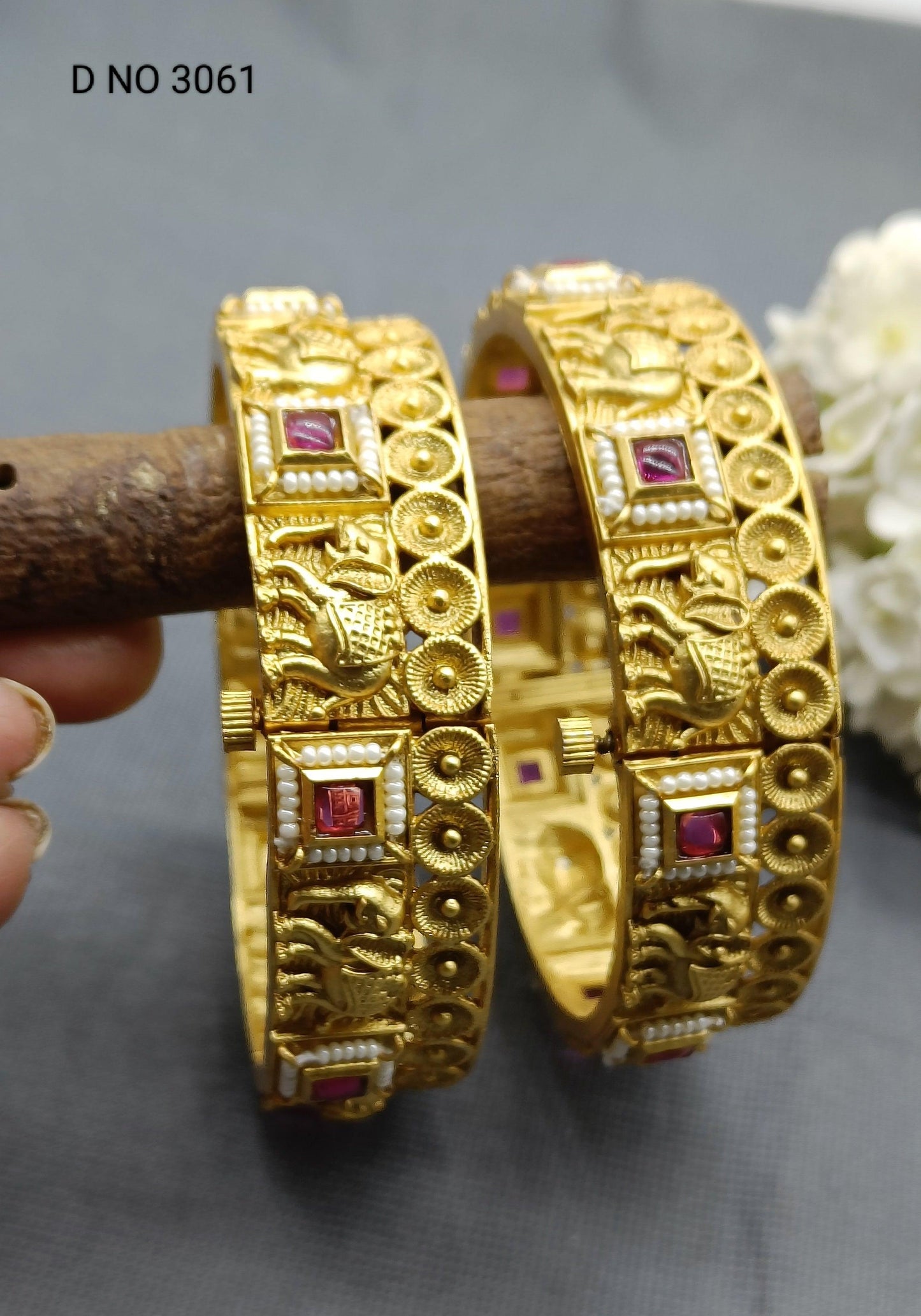 Antique Golden Bangles Sku 3061 D2 - rchiecreation