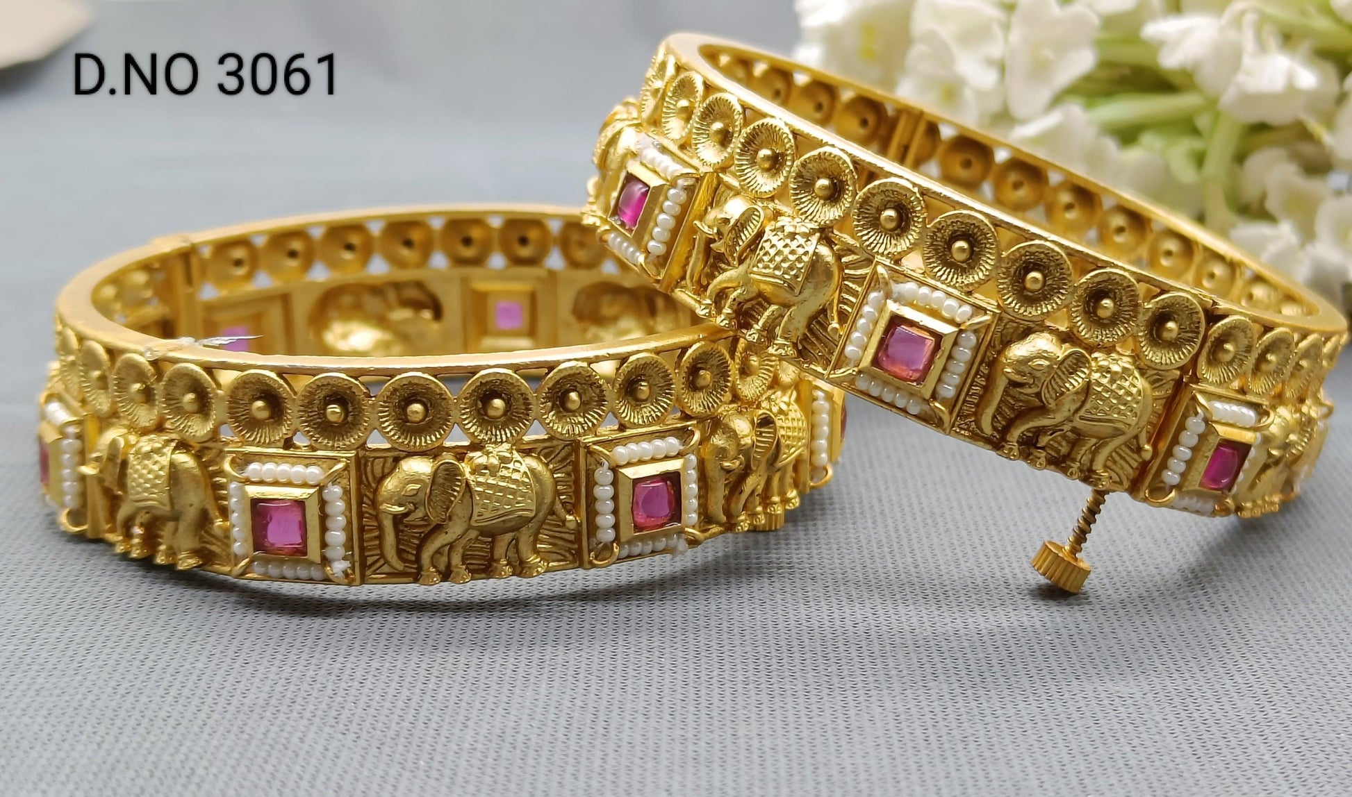 Antique Golden Bangles Sku 3061 D2 - rchiecreation