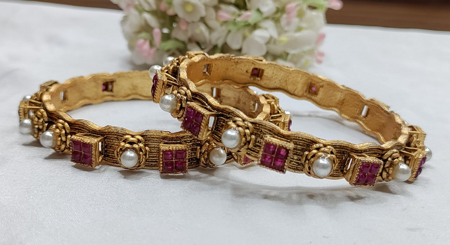 Antique Golden Bangles Sku -3069 D1 - rchiecreation