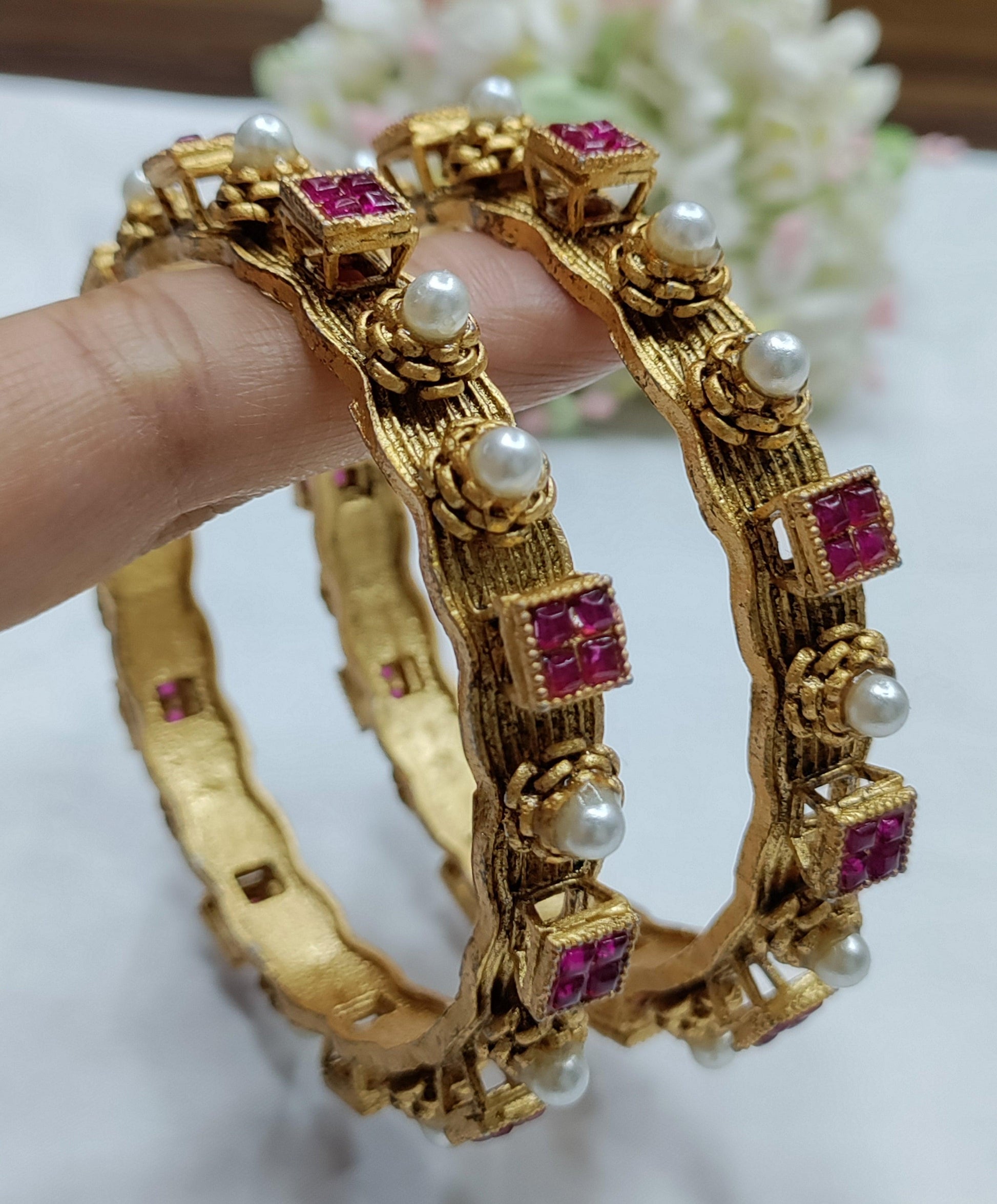 Antique Golden Bangles Sku -3069 D1 - rchiecreation