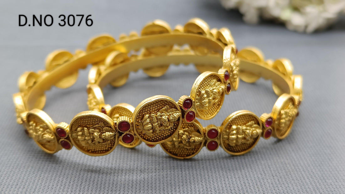 Antique Golden Bangles Sku 3076 D1 - rchiecreation