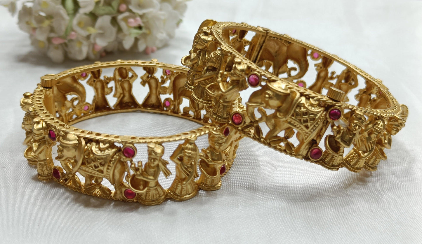 Antique Golden Bangles Sku-8650 D1 - rchiecreation