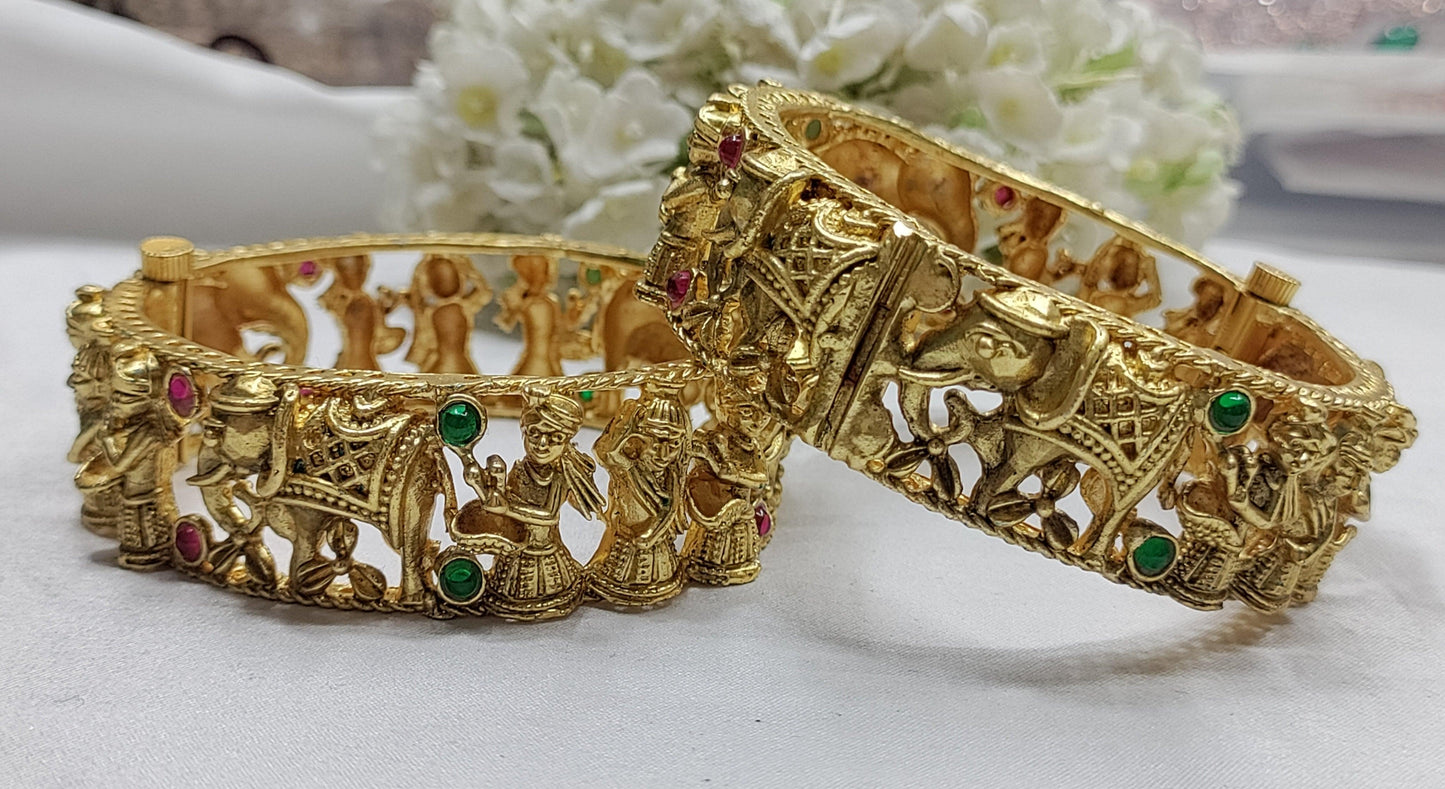 Antique Golden Bangles Sku-8650 D1 - rchiecreation