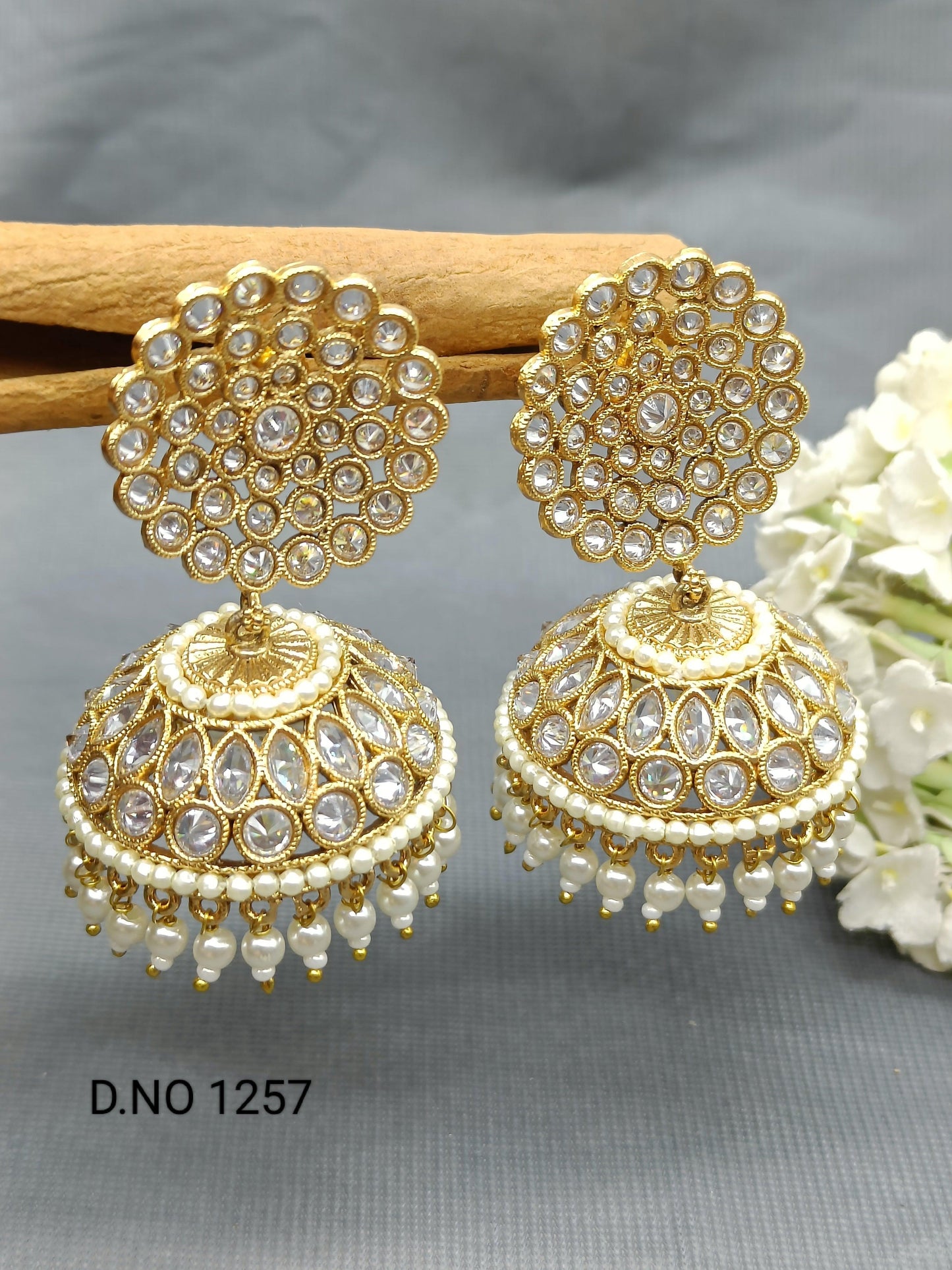 Antique Golden Earrings Sku 1257 D3 - rchiecreation