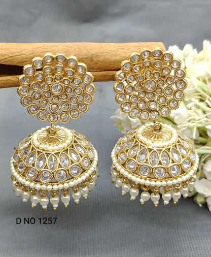 Antique Golden Earrings Sku 1257 D3 - rchiecreation