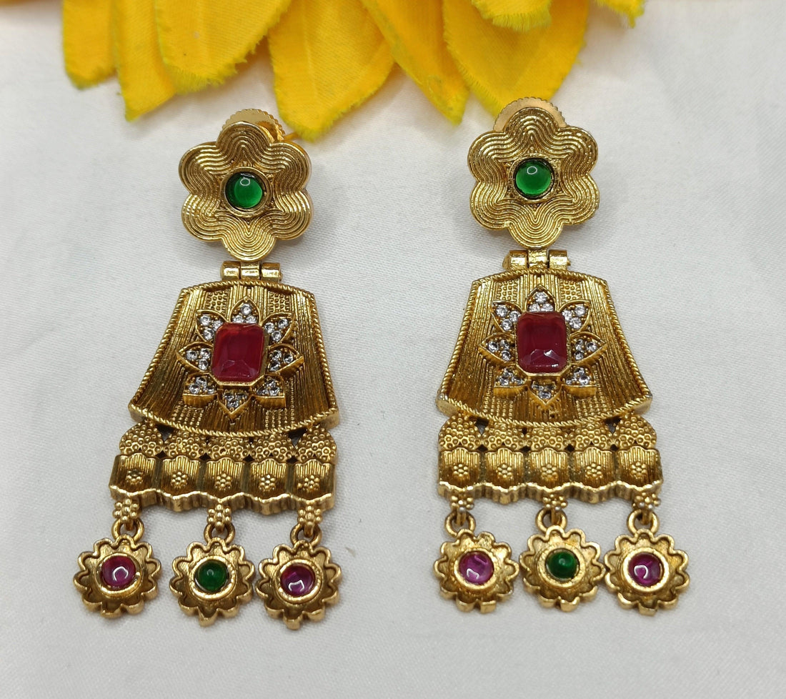 Antique Golden Earrings Sku-15058 D3 - rchiecreation