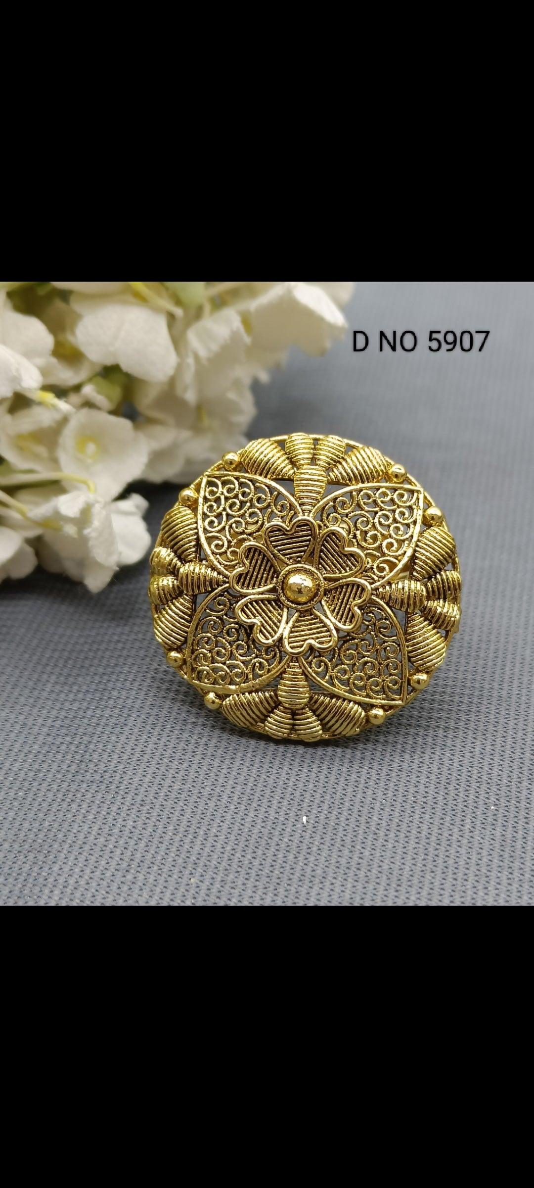 Antique Golden Finger Ring Sku 5907 E2 - rchiecreation