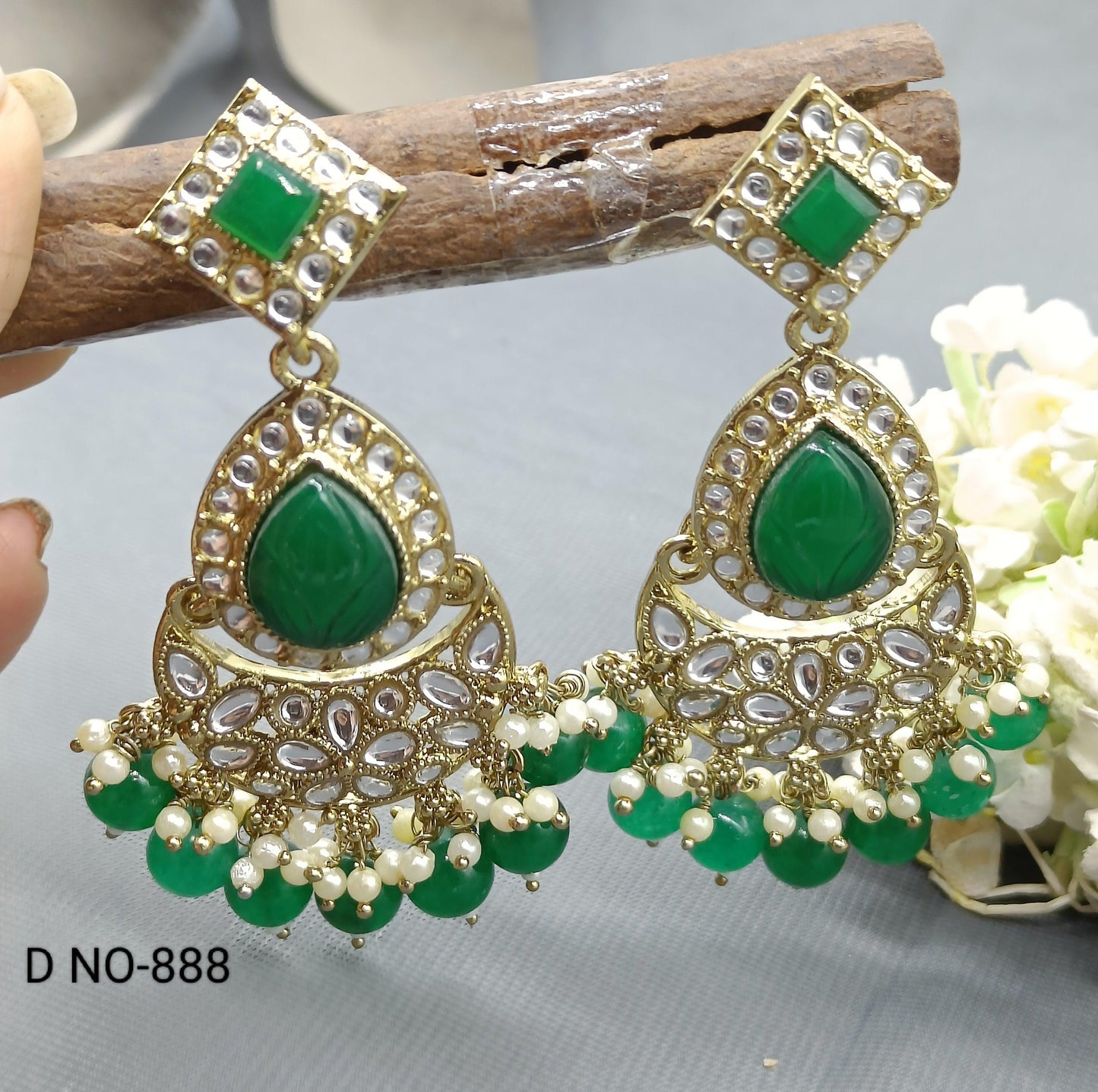 Antique Golden Jhumki Earrings Sku-888 A2 - rchiecreation