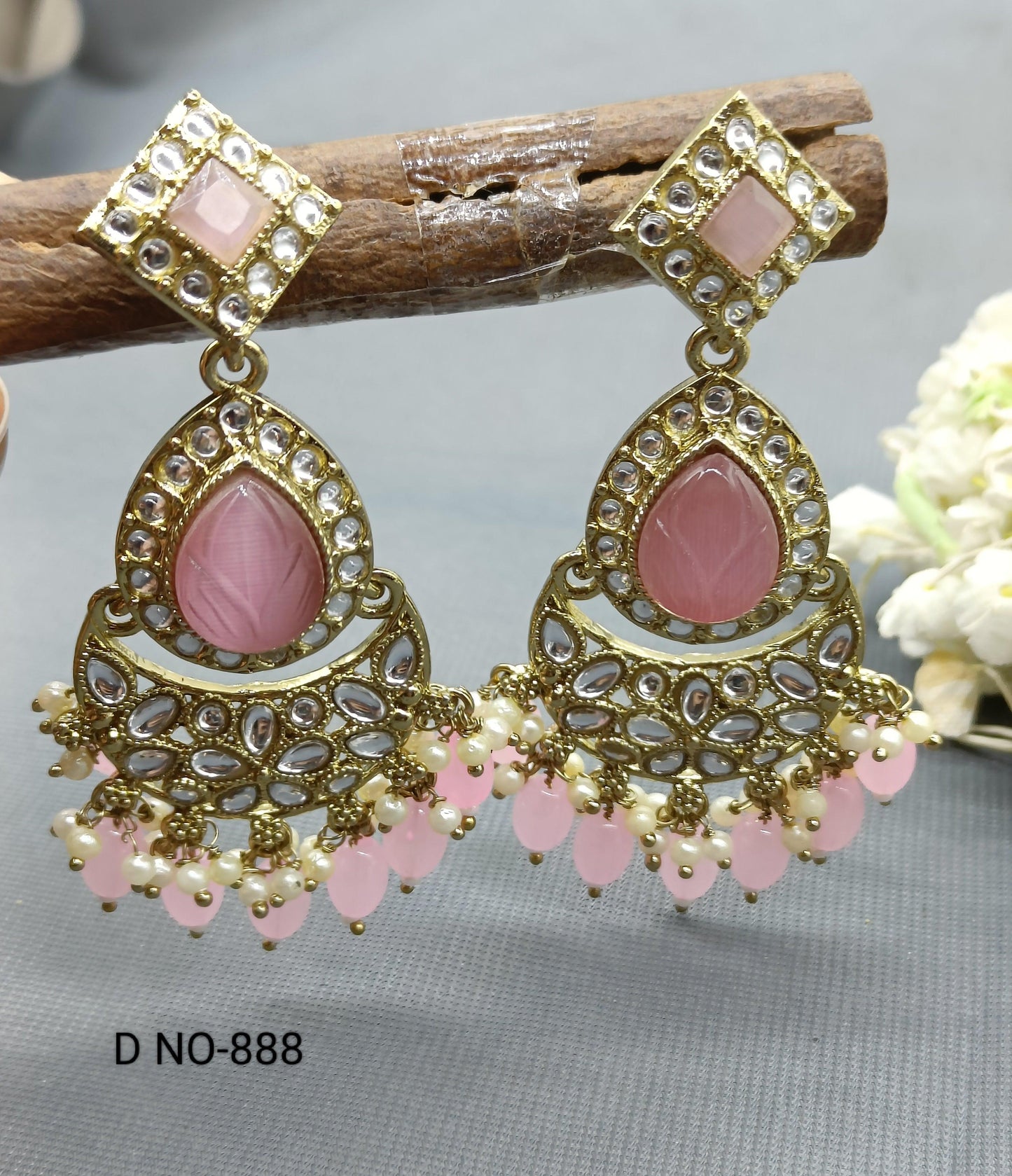 Antique Golden Jhumki Earrings Sku-888 A2 - rchiecreation