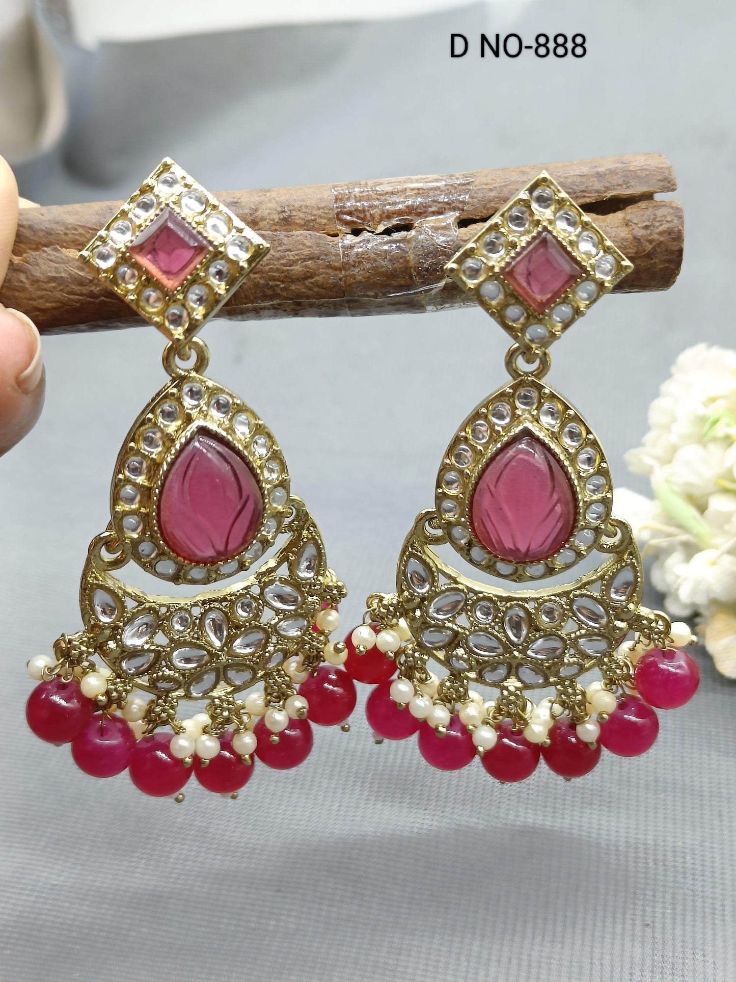 Antique Golden Jhumki Earrings Sku-888 A2 - rchiecreation