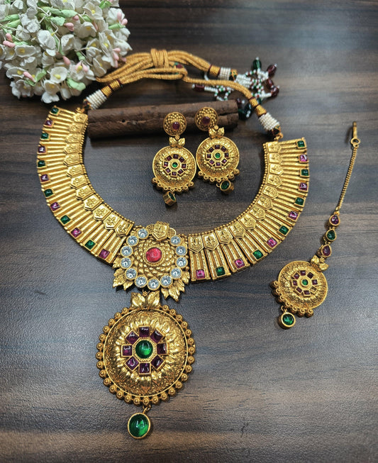 Antique Golden Necklace Set 15012 - rchiecreation