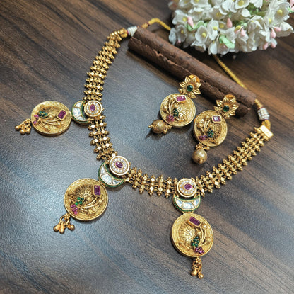 Antique Golden Necklace Set 15046 D3 - rchiecreation