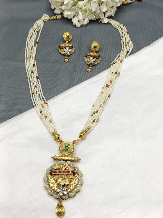 Antique Golden Necklace Set 15066 D3 - rchiecreation