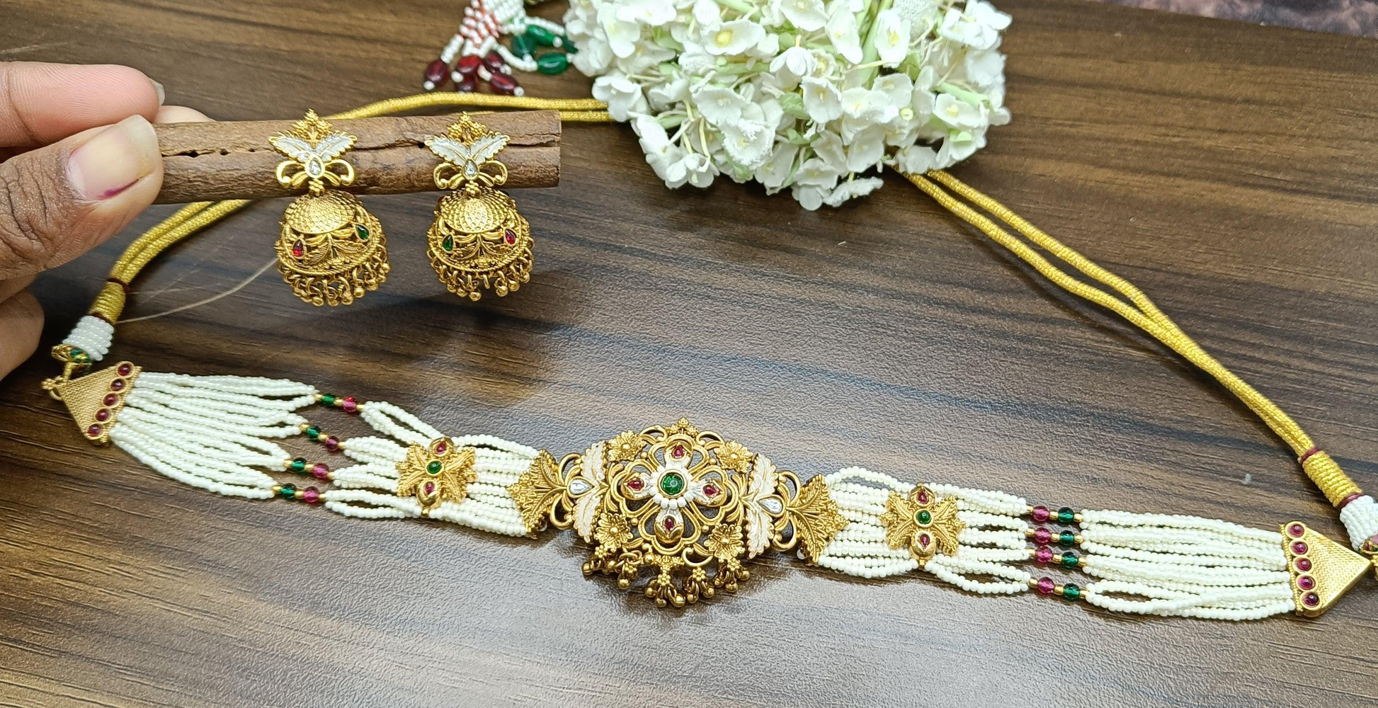Antique Golden Necklace Set 15069 D3 - rchiecreation