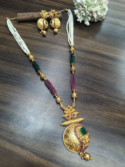 Antique Golden Necklace Set 1545 D3 - rchiecreation