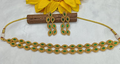 Antique Golden Necklace Set 5887 D3 - rchiecreation