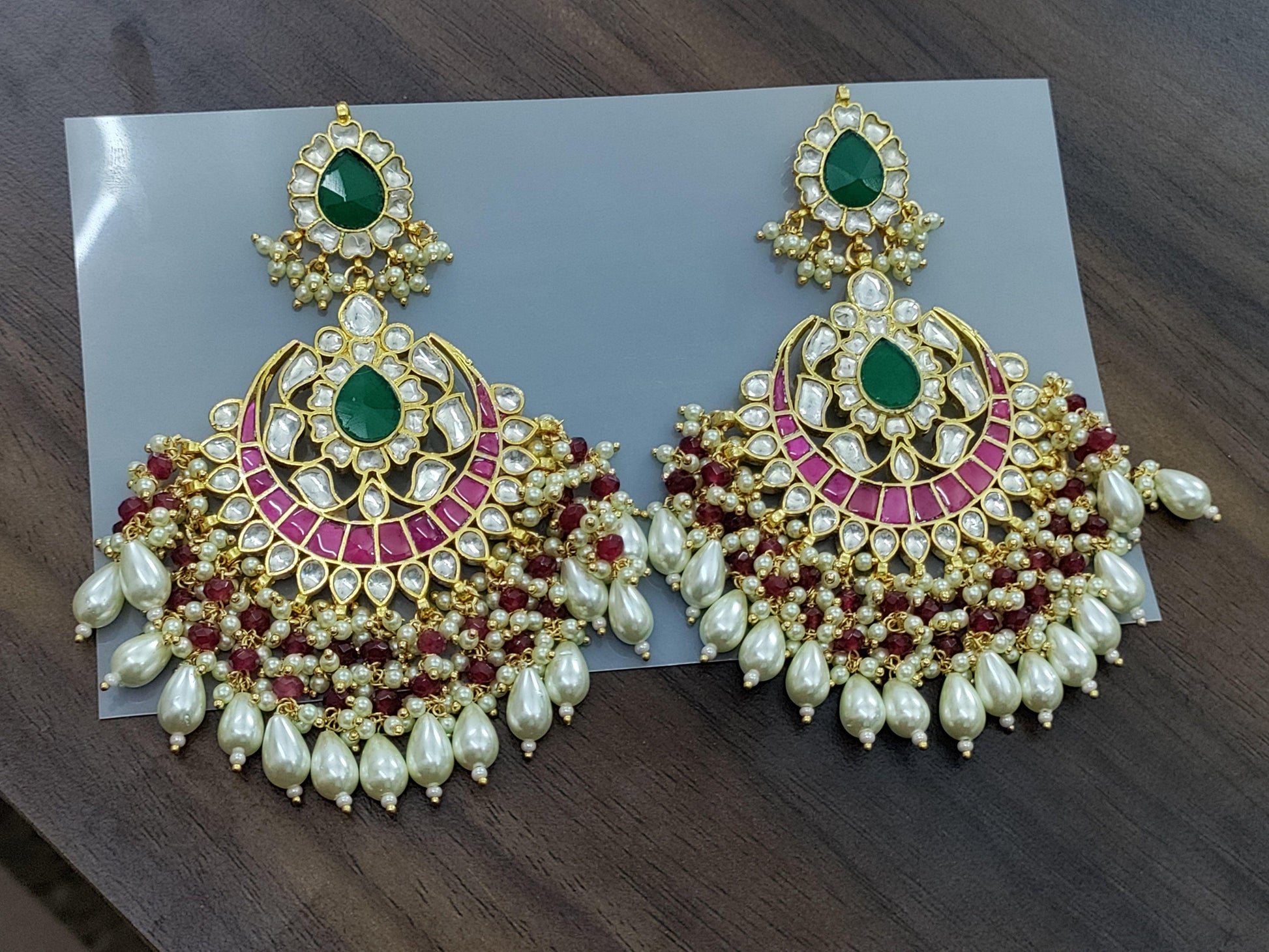 Beautiful Pachi kundan earrings-2139 - rchiecreation