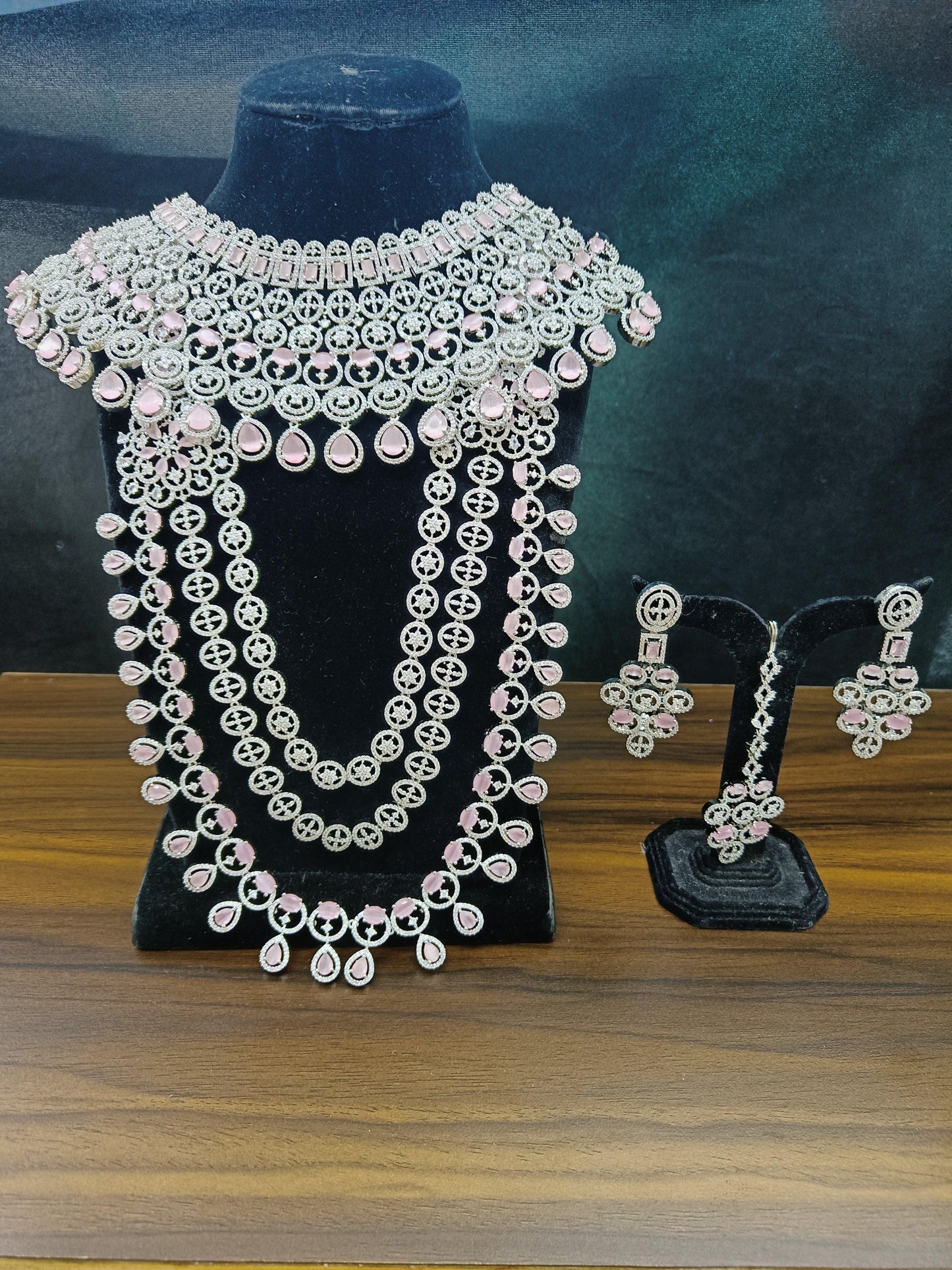 Bridal American Diamond Necklace Sku- 5988 C3 - rchiecreation