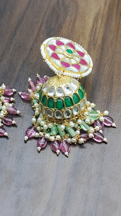 Pachi kundan jhumki earring-2134