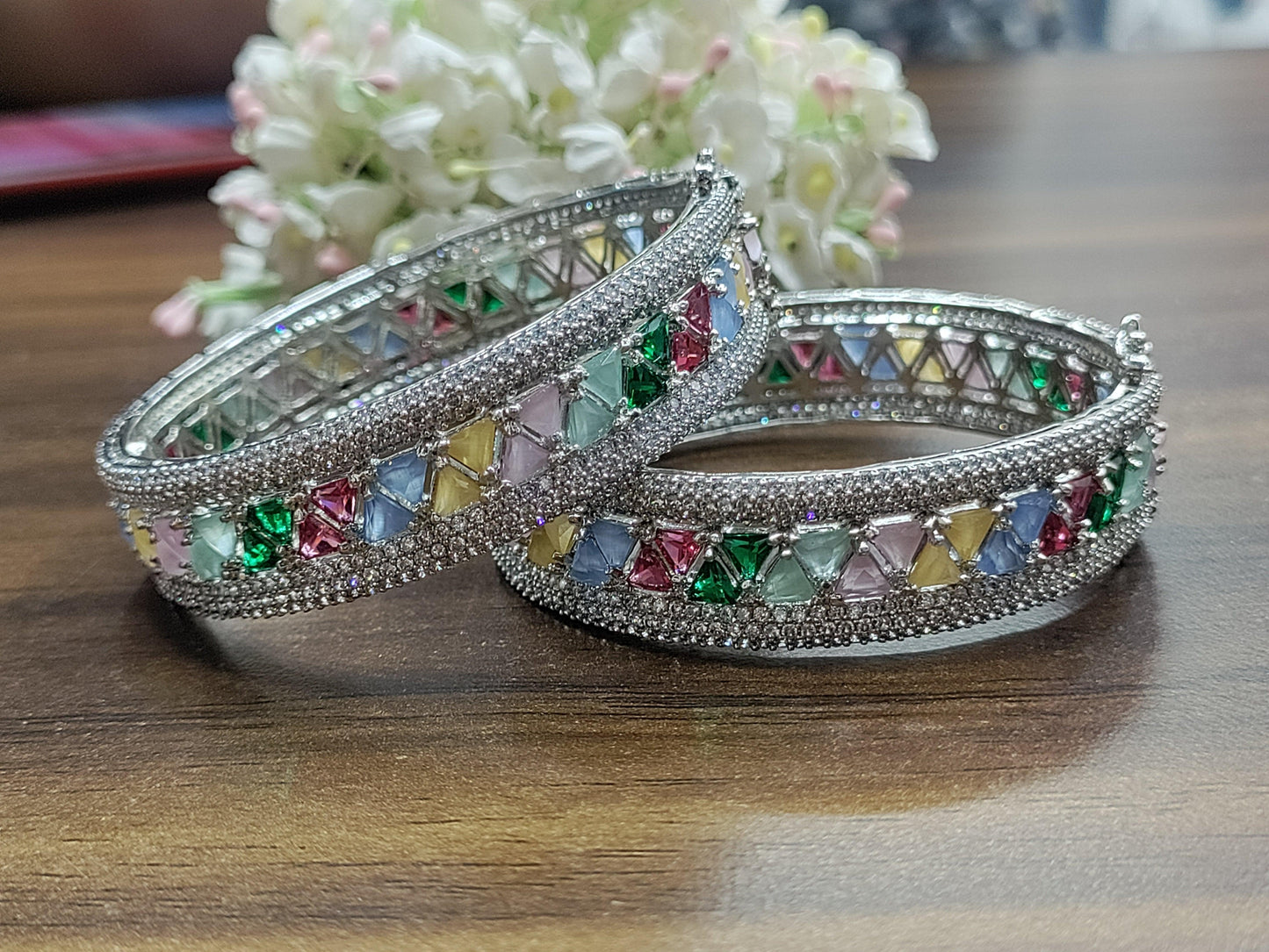 Cz ad Bangles Rodium -8673 C4 - rchiecreation