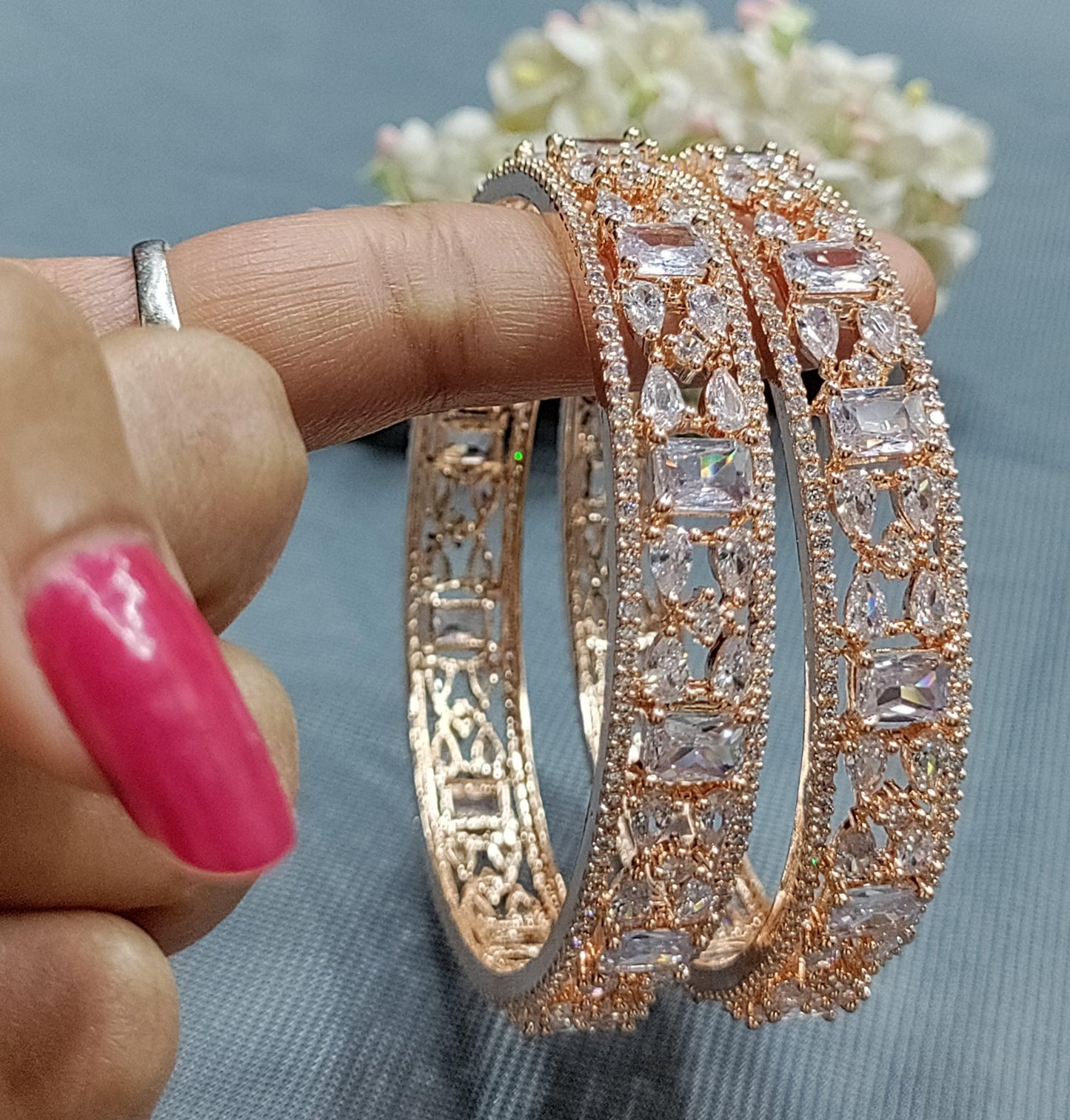 Cz ad Bangles Rosegold -5009 C4 - rchiecreation