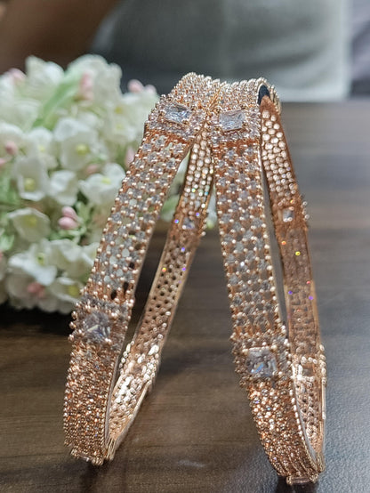 Cz ad Bangles Rosegold Sku-5005 - rchiecreation