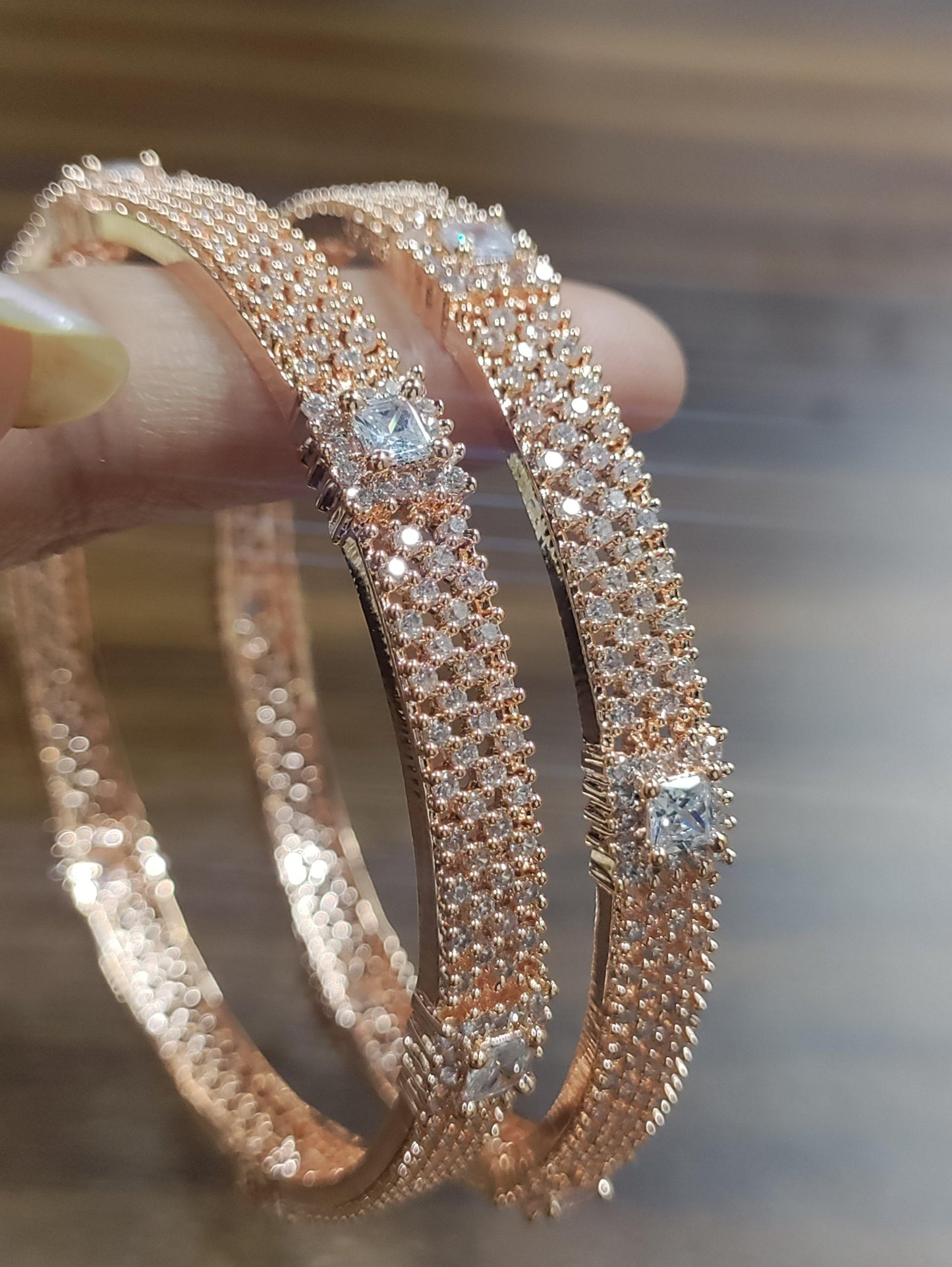 Cz ad Bangles Rosegold Sku-5005 - rchiecreation