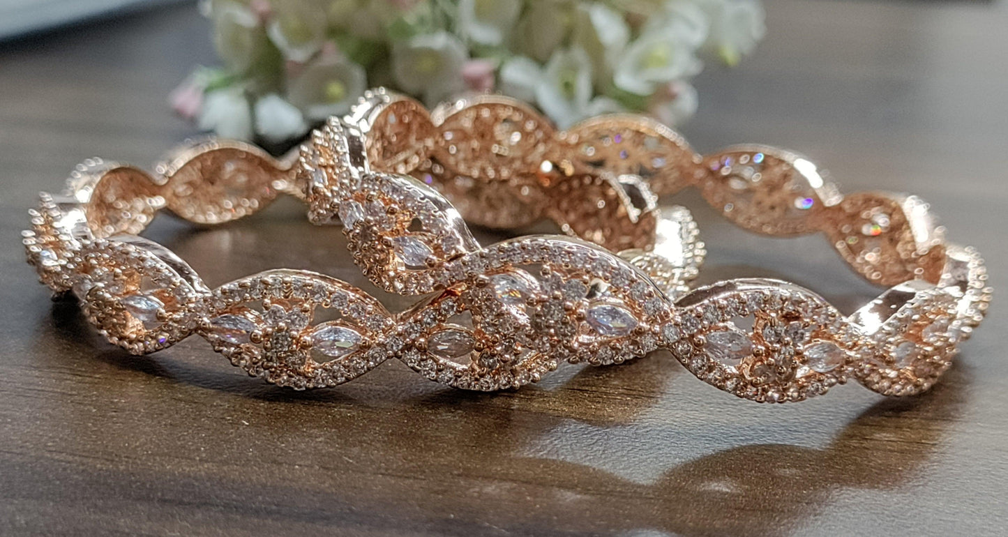 Cz ad Bangles Rosegold Sku-5006 C4 - rchiecreation