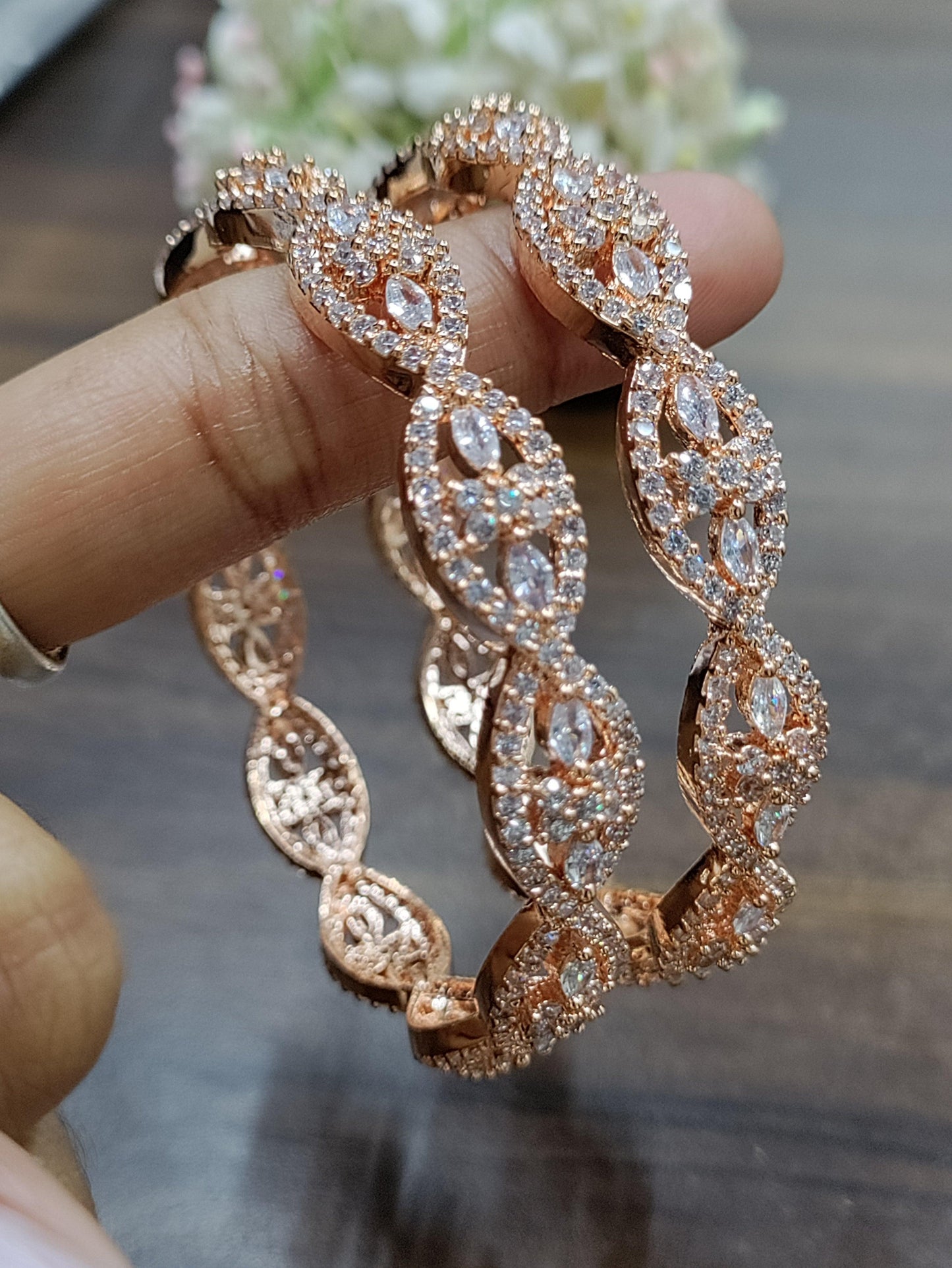 Cz ad Bangles Rosegold Sku-5006 C4 - rchiecreation